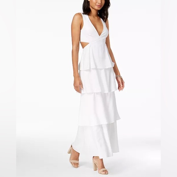 BARDOT Tiered Cutout White Maxi Dress - Picture 2 of 4